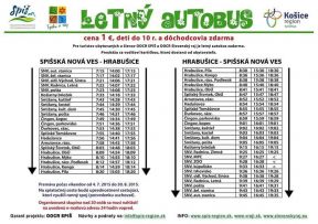 Letný regionálny autobus pre turistov Slovenského raja